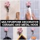 Pink Flower Ceramic Wall Hook